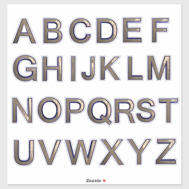 Lettres d'or de l'alphabet A-Z Autocollant de viny (Feuille)
