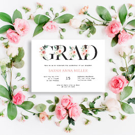 Lettres florale flush Graduation Invitation