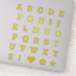 Lettres Jaunes tendance Stickers Alphabet Monogr