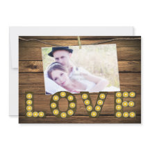Lettres Lumineuses LOVE Photo Invitation Rustique