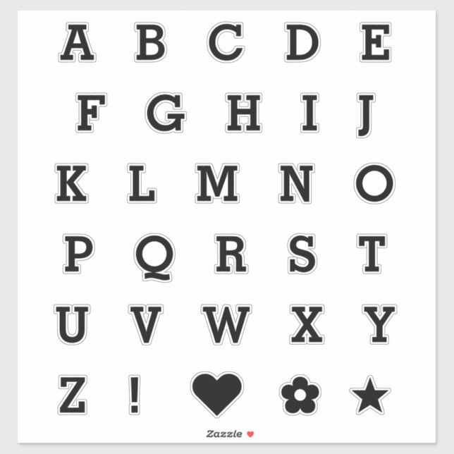 Lettres noires modernes | Stickers Alphabet Monogr (Feuille)
