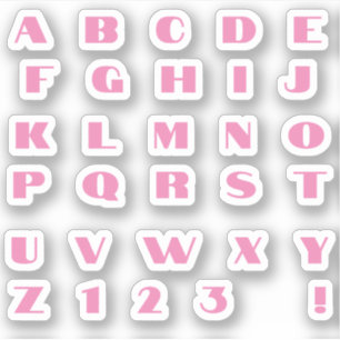 Lettres roses Alphabet Autocollants