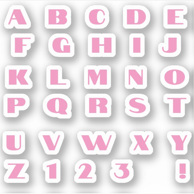 Lettres roses Alphabet Autocollants (Devant)