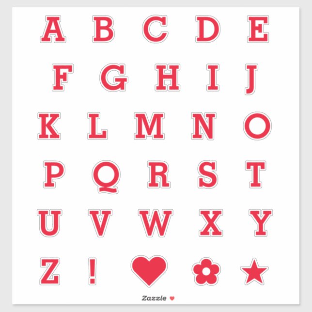 Lettres rouges modernes | Stickers Alphabet Monogr (Feuille)