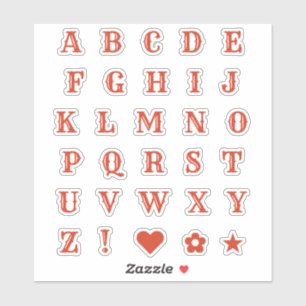 Lettres rouges rétro   Stickers Alphabet Monogramm