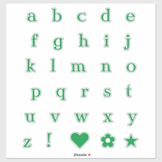 Lettres texte vertes | Stickers Alphabet Monogramm