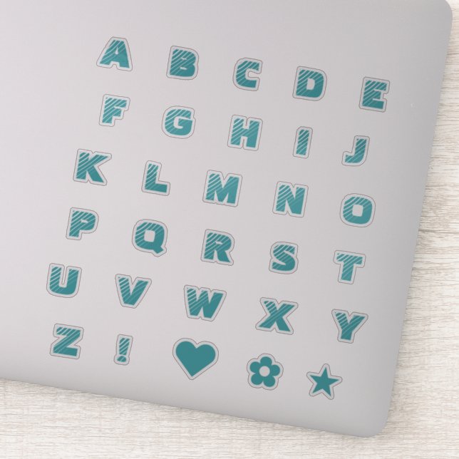 Lettres Turquoises en gras | Stickers Alphabet Mon (Détail)