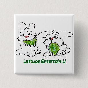Lettuce Entertain U Cartoon Rabbits Button