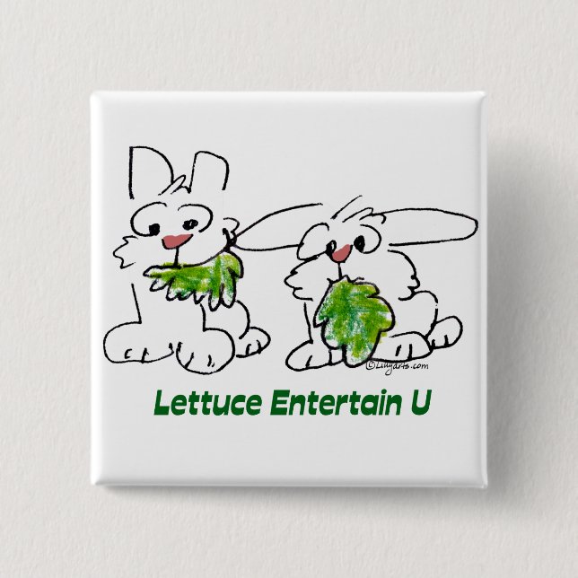Lettuce Entertain U Cartoon Rabbits Button (Vorderseite)