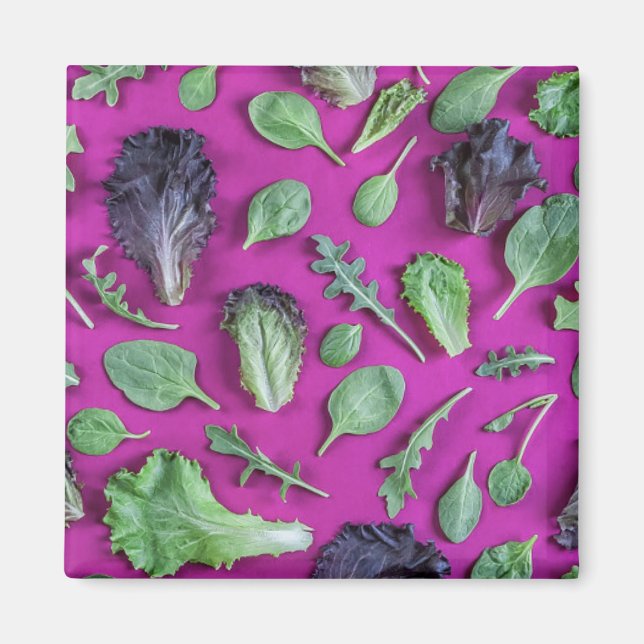 Lettuce-Grüntöne auf Lila Magnet (Vorne)