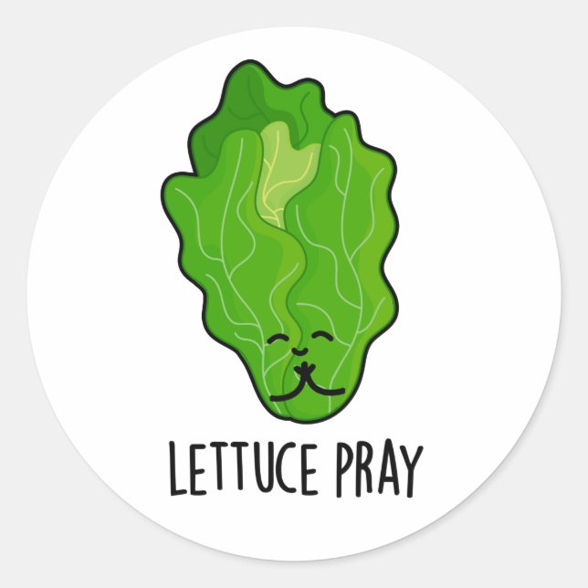 Lettuce Pray Funny Veggie Pun Runder Aufkleber (Vorderseite)