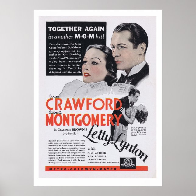 Letty Lynton Joan Crawford Film Poster (Vorne)