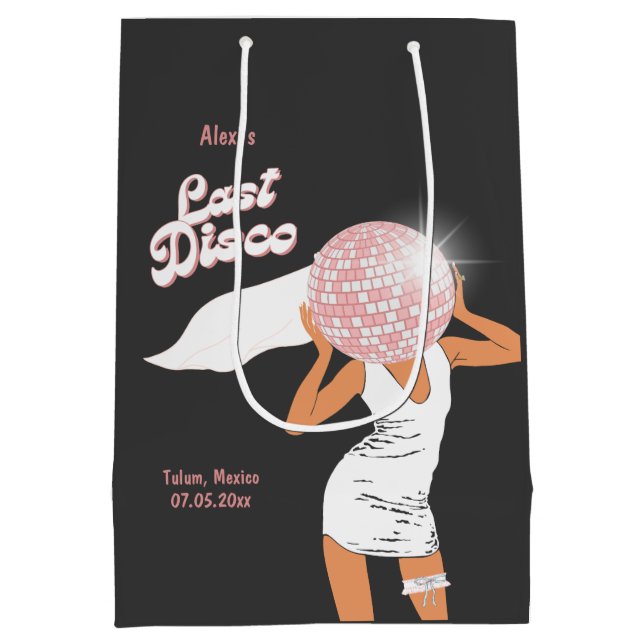 Letzte Disco Bachelorette Black Mittlere Geschenktüte (Rückseite)