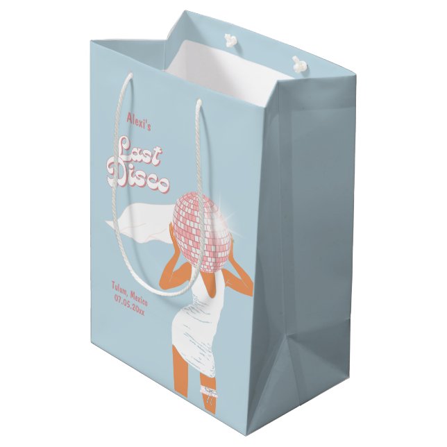 Letzte Disco Bachelorette Blue Mittlere Geschenktüte (Rückseite Schrägansicht)