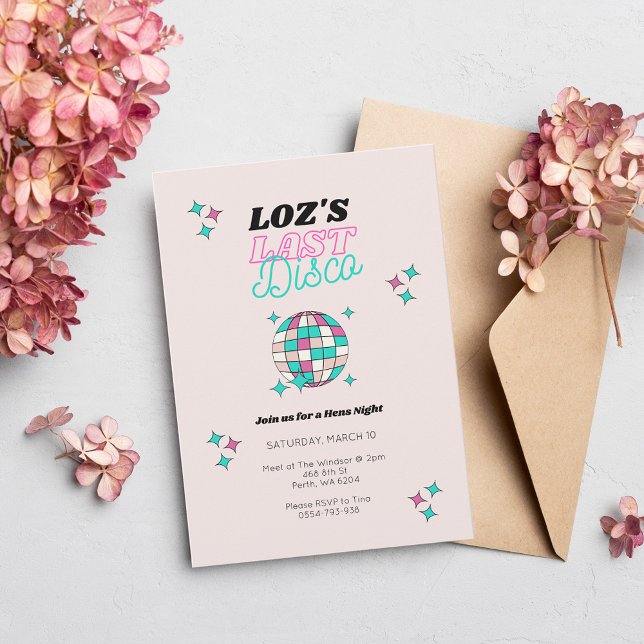 Letzte Disco Neon Pink Hens Party Einladung (Von Creator hochgeladen)