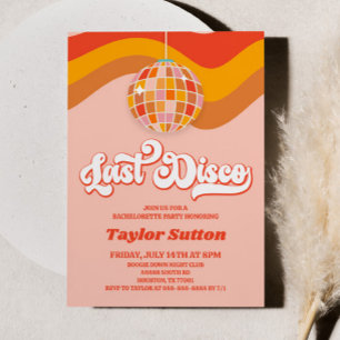 Letzte Disco-Retro-70er-Junggesellinnen-Party Einladung