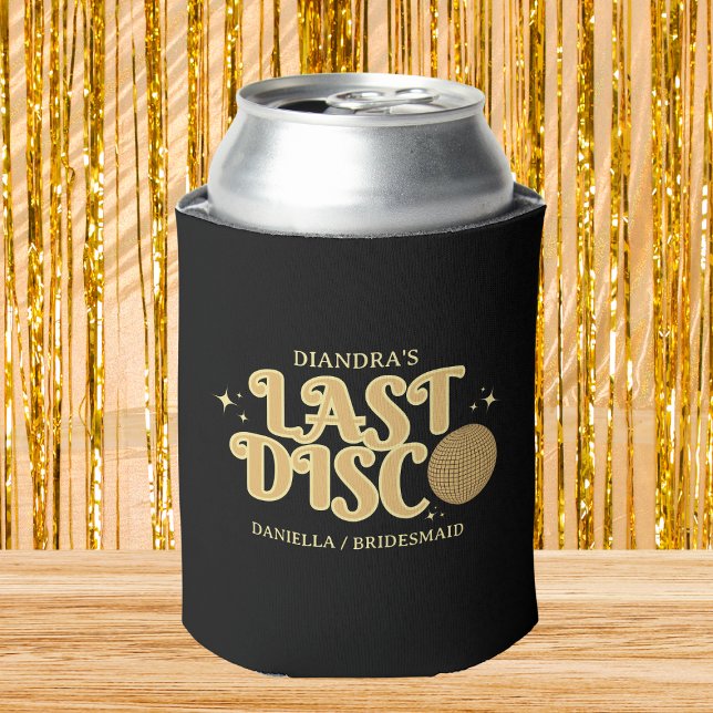 Letzte Disco Retro Golden 70er Junggeselinnen-Absc Dosenkühler (Last disco golden glitter bachelorette party can cooler retro golden glitter)
