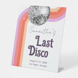 Letzte Disco Retro Rosa Bachelorette Sockelschild