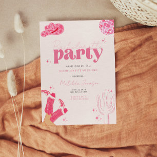 Letzte Disco Rodeo Junggeselinnen-Abschied Einladu Einladung