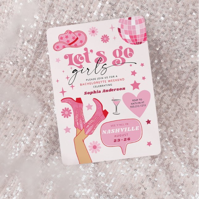 Letzte Disco Rodeo Junggeselinnen-Abschied Nash Ba Einladung (Von Creator hochgeladen)