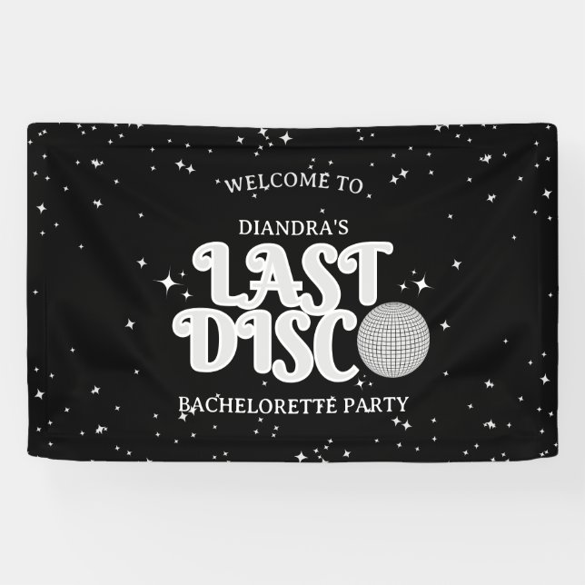 Letzte Disco Silver Retro Bachelorette Willkommen Banner (Horizontal)
