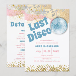 Letzte Disko Retro Glam Bachelorette Blauer Rosa Einladung