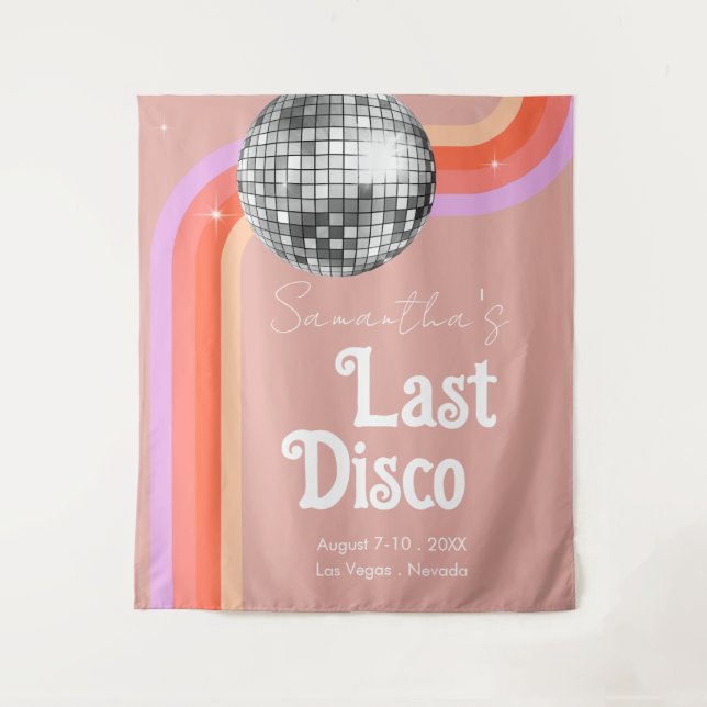 Letzte Disko Retro Rosa Bachelorette Wochenende Wandteppich (Vorderseite)