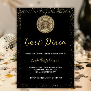 Letzte Diskothek Ball Golden Glitzer Junggeselinne Einladung