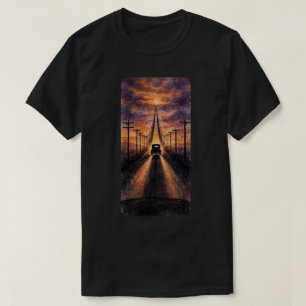 Letzte Fahrt Leichenwagen bei Sonnenuntergang T-Sh T-Shirt