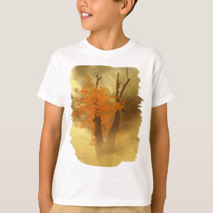 Letzte gelbe Blätter auf dunklen Branchen T-Shirt