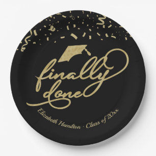 Letzte Gold Calligrafy Graduation Party Pappteller