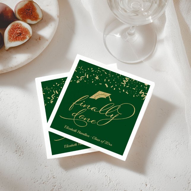 Letzte Gold Script Green Graduation Party Serviette (Von Creator hochgeladen)
