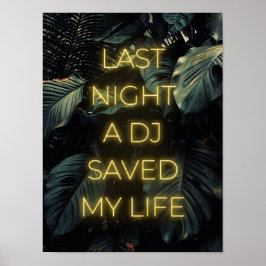 "Letzte Nacht hat ein DJ mein Leben gerettet" Text Poster