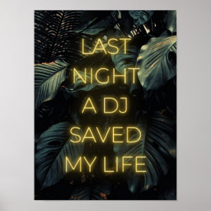 "Letzte Nacht hat ein DJ mein Leben gerettet" Text Poster