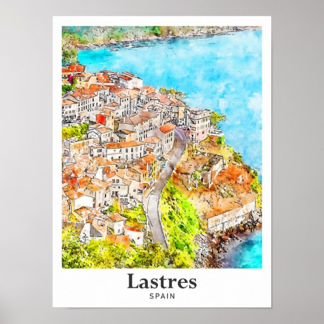 Letzte Reise Spanien Wasserfarbenhandzeichnung Poster (Vorne)