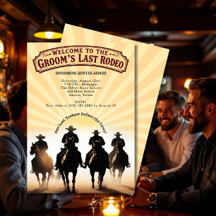 Letzte Rodeo Bachelor Party Cowboys Pferde Sunset Einladung