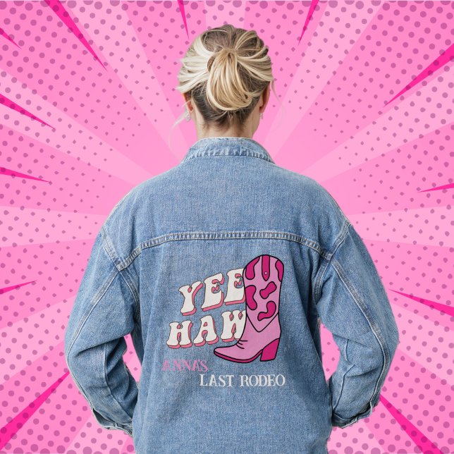 Letzte Rodeo Bachelorette Gifts Yee Haw Cowgirl Jeansjacke (Last rodeo Bridal Shower)
