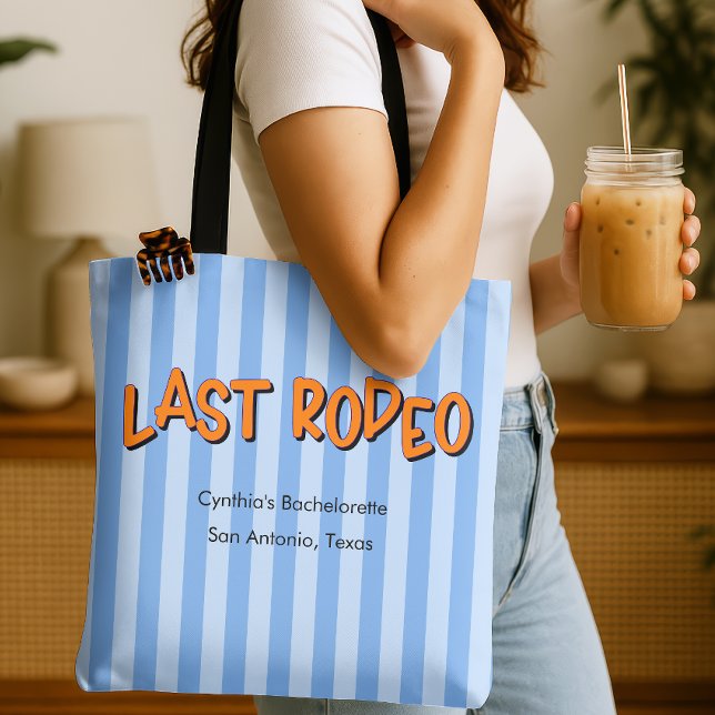 Letzte Rodeo Blue + Orange Bachelorette Cowgirl Tasche (last rodeo bridesmaid tote bag)