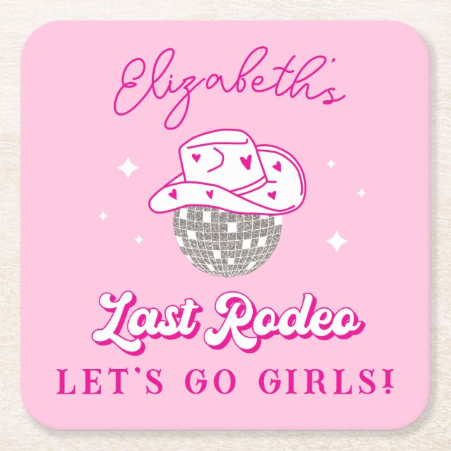 Letzte Rodeo Cowgirl Bachelorette Let's Go Girls Rechteckiger Pappuntersetzer (Vorderseite)