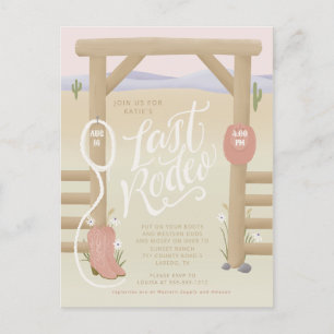 Letzte Rodeo-Cowgirl-Brautparty/Junggesellinnenabs Postkarte