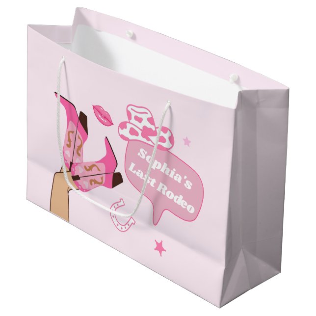 Letzte Rodeo Cowgirl Junggeselinnen-Abschied Gesch Große Geschenktüte (Vorderseite Schrägansicht)