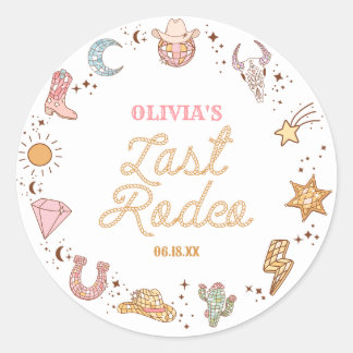 Letzte Rodeo Disco Cowgirl Bachelorette Wochenende Runder Aufkleber