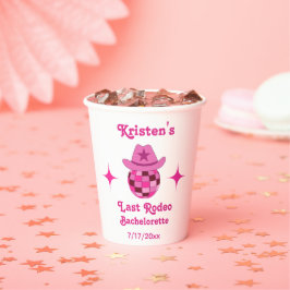 Letzte Rodeo Pink Disco Cowgirl Bachelorette Pappbecher