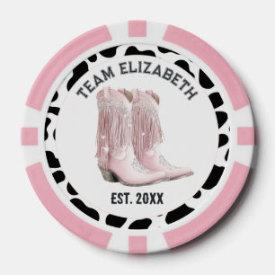 Letzte Rodeo-Pink-Fransen-Cowgirl-Stiefel-Foto Pokerchips
