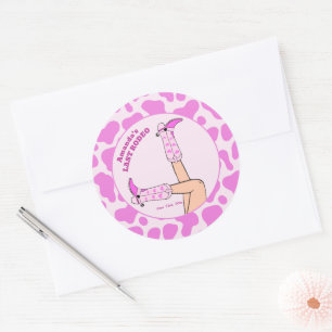 Letzte Rodeo Pinke Cowgirl Brautparty Runder Aufkleber