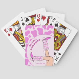Letzte Rodeo Pinke Cowgirl Brautparty Spielkarten