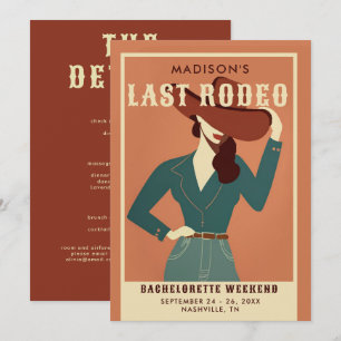 Letzte Rodeo Vintage Terrakotta Cowgirl Junggesell Einladung