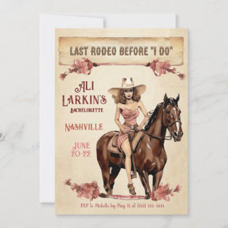 Letzte Rodeo Western Junggeselinnen-Abschied Einla Einladung