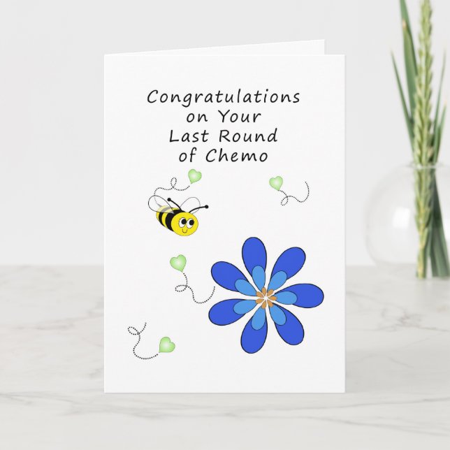 Letzte Runde Chemo-Hummeln, Blume und Herz Karte (Vorderseite)