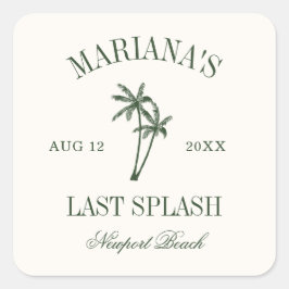 Letzte Splash Beach Palms Bachelorette Quadratischer Aufkleber